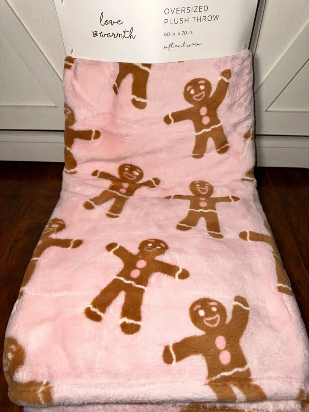 Pink Gingerbread Man Plush Throw Blanket